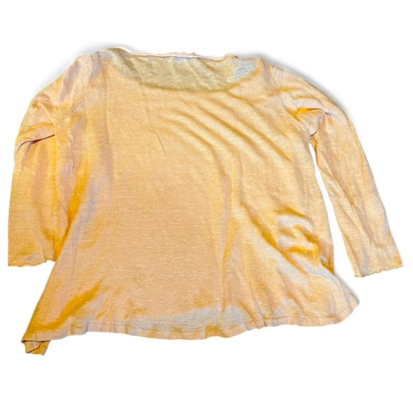 Eileen Fisher 100% Linen Long Sleeve Lightweight Sweater Size Large Orange - Picture 2 of 7